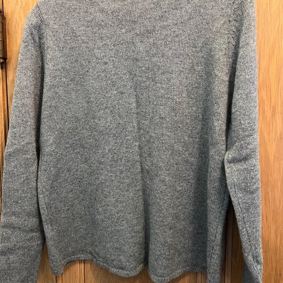 100% Cashmere Multi-Color Velvet Button V-Neck Cardigan Sweater Gray - Picture 4 of 4